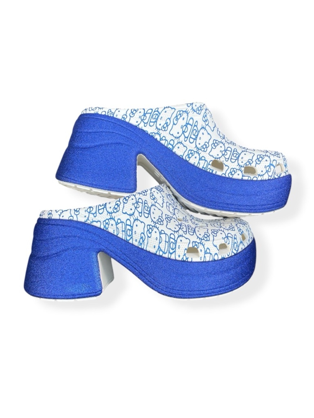 Hello Kitty x Crocs Siren Clog '50th Anniversary' Blue Glitter Platform Mules 11 - Picture 10 of 15